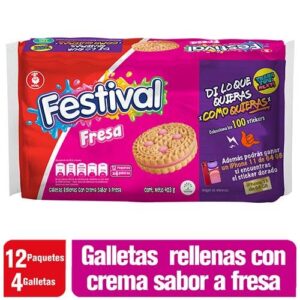Galletas Festival Fresa 12 Paquetes x 4 Galletas Kb